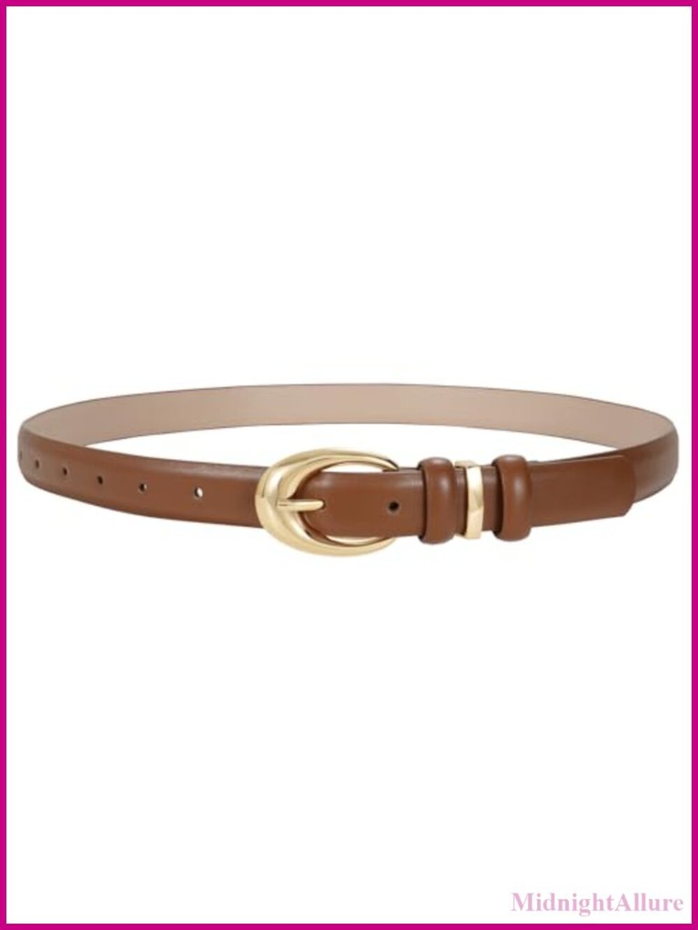 Women's Skinny Faux Leather Belt with Gold Buckle